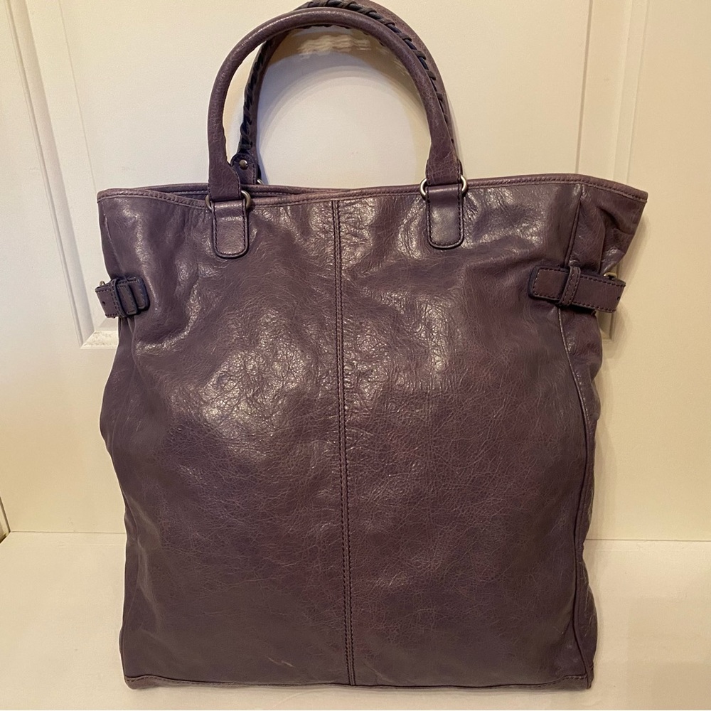 💎BALENCIAGA TOTE BAG PURPLE LEATHER MOTOCROSS HEXAGON CLASSIC ARENA LARGE TRAVEL - Picture 5 of 17